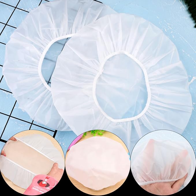 3 Pack Reusable Waterproof Shower Caps Bath Caps for Women | 10.6 In Fit, with Elastic Band, Lightweight for Travel, for Shower, Makeup, Spa, Cooking