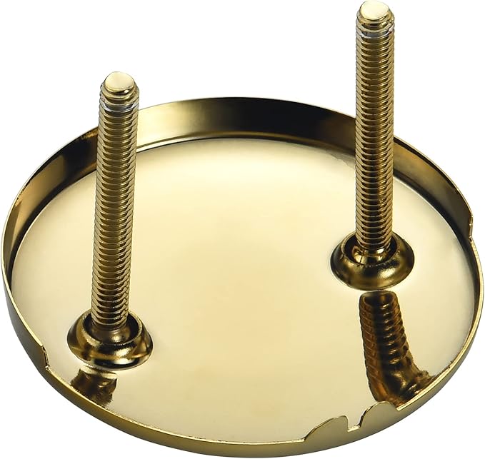 2 Hole Bathtub Overflow Plate, 3-3/16 Inches Diameter, Polished Brass