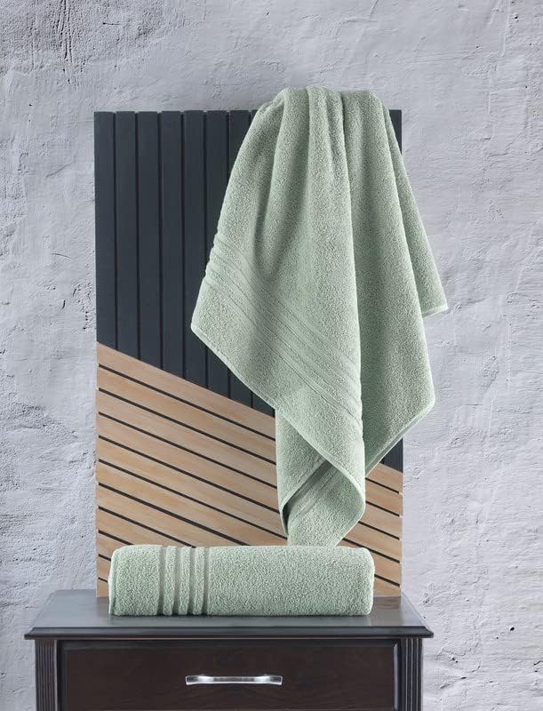 Hawmam Linen Jumbo Large Bath Sheets Towels 2 Pack Soft and Absorbent, Premium Quality 100% Cotton Towels (Light Green, Bath Sheet)
