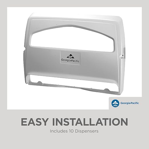 Safe-T-Gard 1/2 Fold Toilet Seat Cover Dispenser by GP PRO (Georgia-Pacific), White, 57710, 16.375" W x 2.500" D x 11.750" H