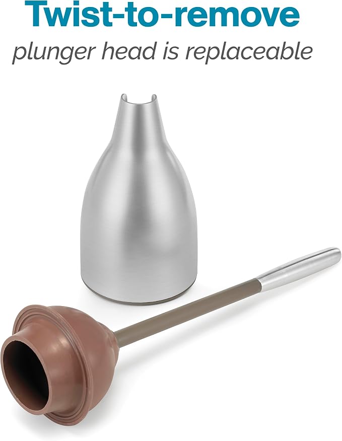 Polder BTH-6318-47T Stainless Steel Toilet Plunger Caddy, Includes Plunger, 5.6" x 19.2", 2 Pack