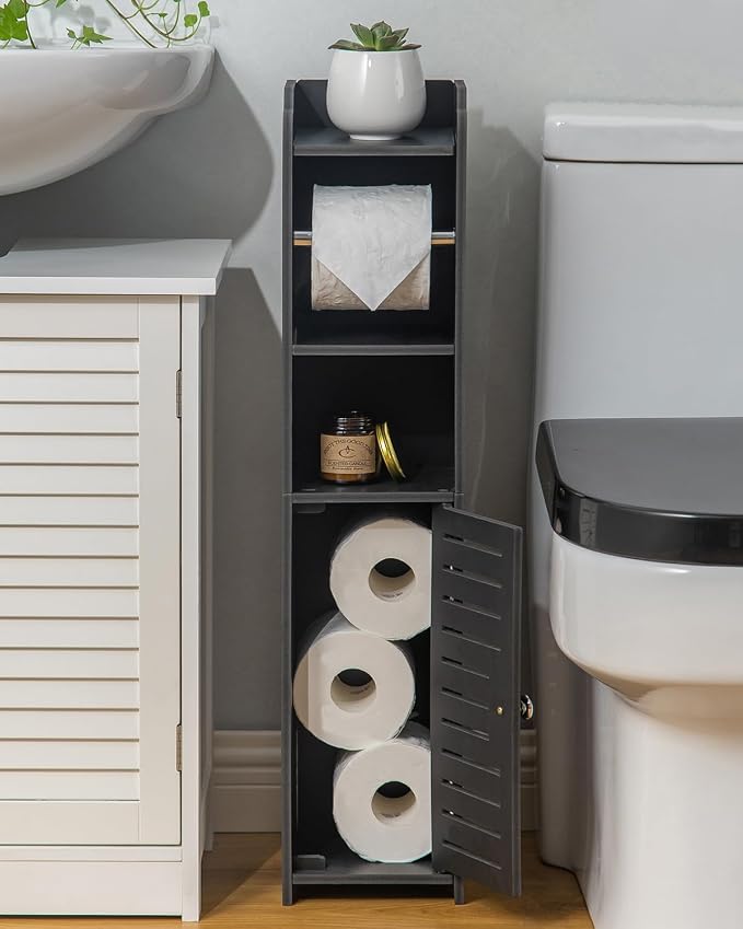 AOJEZOR Toilet Paper Holder Stand: Holds 4 Rolls for Small Bathroom Renters