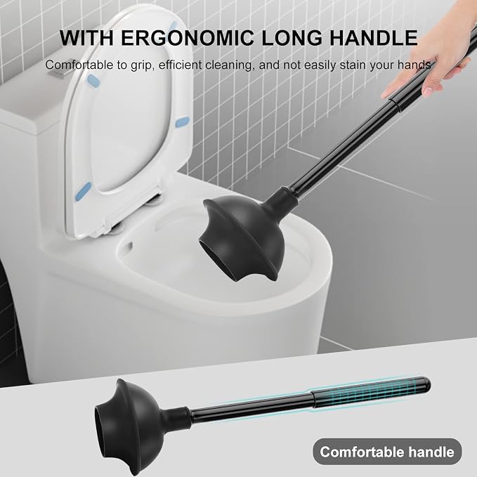 SetSail 2 Packs Toilet Brush and Plunger Set, Semi-Hidden Toilet Plungers | Heavy Duty Toilet Bowl Brush and Holder for Bathroom Toilet Plunger and Brush Set for Deeply Cleaning