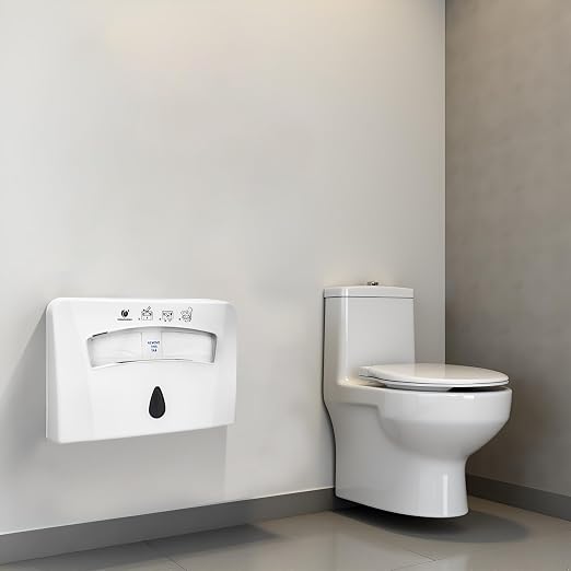 Toilet Seat Cover Dispenser, White, 2-Pcs | ABS, Wall Mounted, Compatible with Half-fold Disposable Liners, For Restroom/Bathroom/Commercial