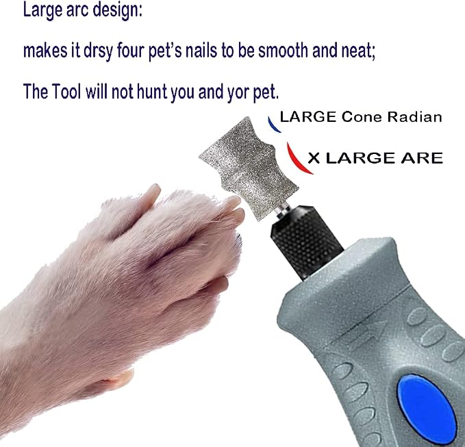 Diamond Dremel Dog Nail Grinder Bits for Rotary Tool-1/8'' Dremel Dog Nail Grinder Attachment-Pet Nail Grinder Bit Work for Animals Nail Care Large B 2P