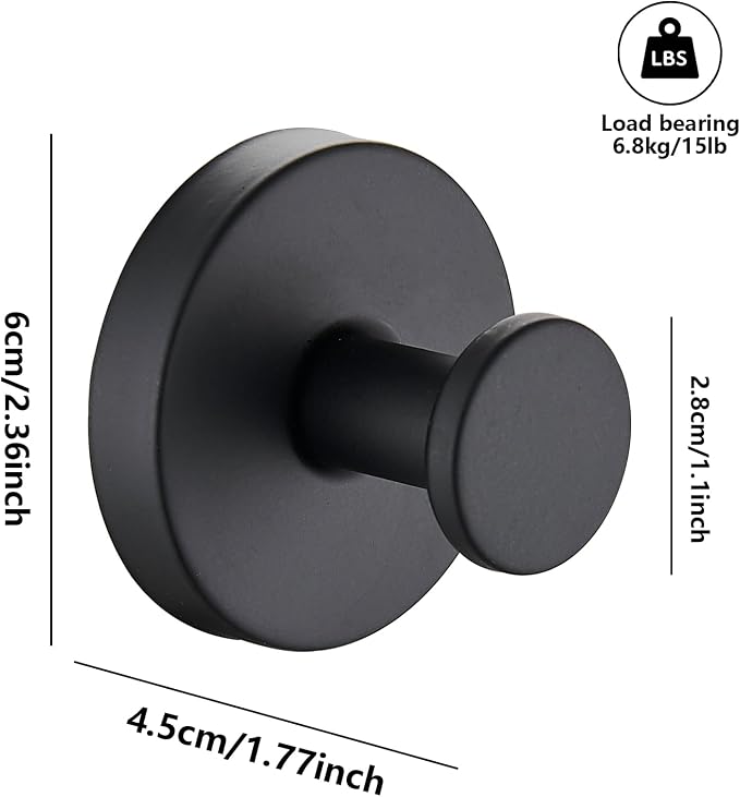 Suction Cup Hooks for Shower, Wreath Hangers for Front Door, Glass Door & Window - Strong Towel, Bath Robe, Loofah Hook Holder for Hanging up to 15 lbs - Waterproof (Black, 4 Pack)