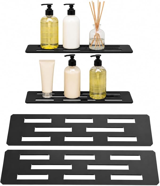 2 Pack Shower Niche Shelf Rectangular Bathroom Niche Shelf with Frosted Stainless Steel Finish, Fits 1/8 inch Grout Lines Shower Niche Insert