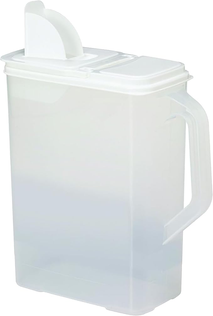 Buddeez Bulk Food Storage Container 8 Quart All Purpose Clear (White Lid) | Clear container for easy visibility, Easy-grip handle, Easy-pour spout, For flour, sugar, cereal, rice and dry goods