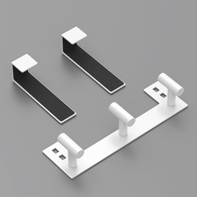 PMMASTO Over The Door Hooks, Fits 1-3/4" Thick Door No Drill Hooks for Closet Bathroom Bedroom Organization, Hanger for Coat Towel Robe (White, 3 T-Hooks)