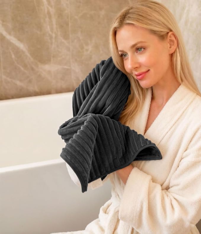 Luxury 3-Piece Quick-Dry Bath Towel Set – Ultra Soft Microfiber Towels | Hand Bath Towels for Bathroom, Pool, Home, Sports Gym & Travel – Elegant Twill Design (14”x 29.6”)