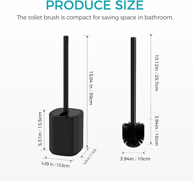 Toilet Brush and Holder Set Toilet Bowl Brush Stainless Steel Automatic Open lid Toilet Bowl Cleaner Brush with Durable Bristle Head Toilet Cleaning Brush for Bathroom