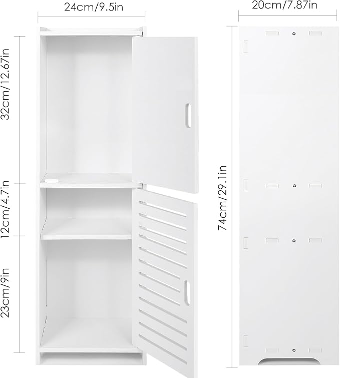 YARUKIMA Bathroom Floor Storage Cabinet,White