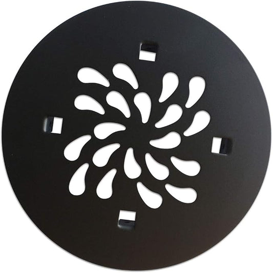 Uni-Green 4-1/4" Round Shower Drain Cover - Snap in Shower Drain Cover Replacement - Circle Shower Drain Grate with Waterdrop Shape - 304 Stainless Steel Material - Matte Black
