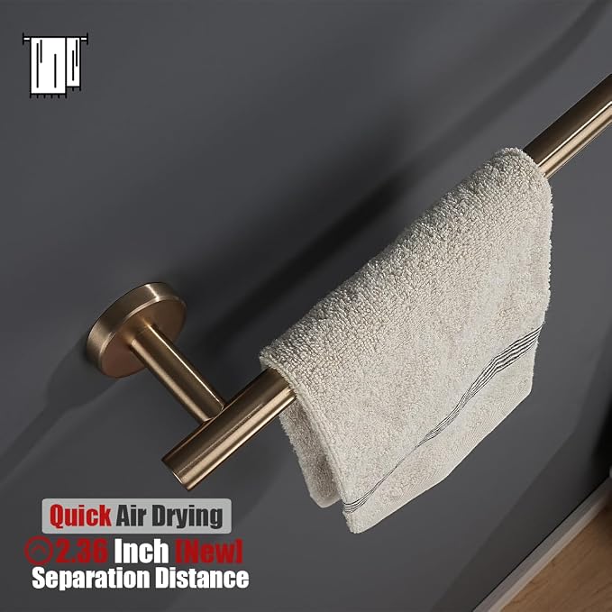 JQK Champagne Bronze Bath Towel Bar, 30 Inch 304 Stainless Steel Thicken 0.8mm Towel Rack Bathroom, Towel Holder Wall Mount, Useable Length 27 Inch, TB110L27-CB