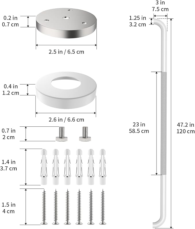 48 Inch Oil Rubbed White Shower Grab Bar w/Anti Slip Grip, ZUEXT Stainless Steel Bath Grab Bar,Bathroom Balance Bar, Wall Mount Safety Handrail Support, Handicap Injury Elderly Senior Assist Handle