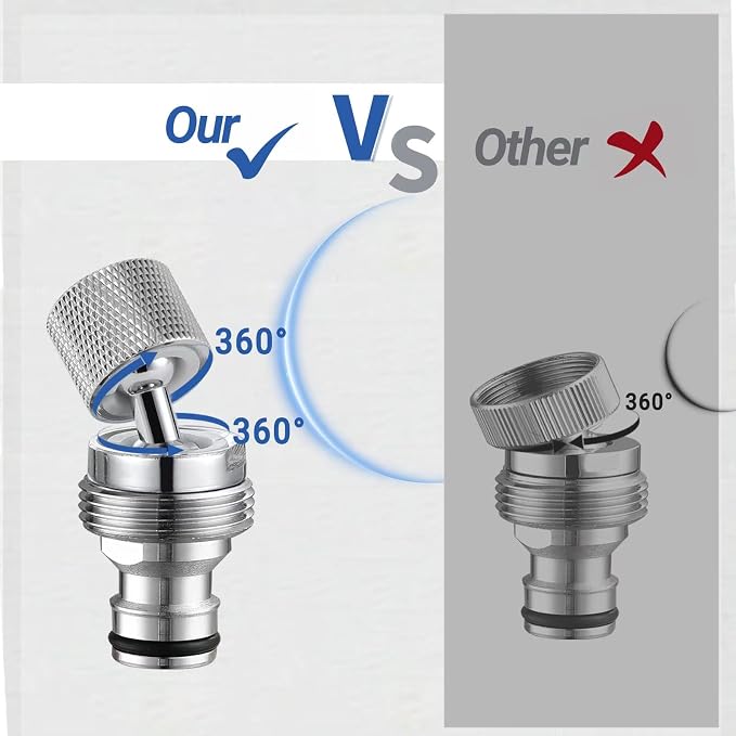 360° Swivel Dishwasher Faucet Adapter, Quick Connect Faucet to Hose Adapter Sink Hose Aerator, Male To Female Hose Adapter for Dishwasher, Kitchen, Garden - 15/16-27 Male to 55/64-27 Female (Chrome)