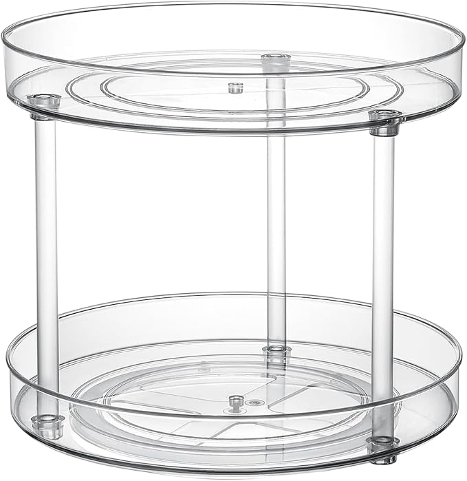 Clear Lazy Susan Turntable Organizer, Rotating Spice Rack Kitchen Pantry Organization and Storage, Medicine Cabinet Organizer, Cosmetic Makeup Organizer for Vanity, Perfume, Bathroom, Refrigerator
