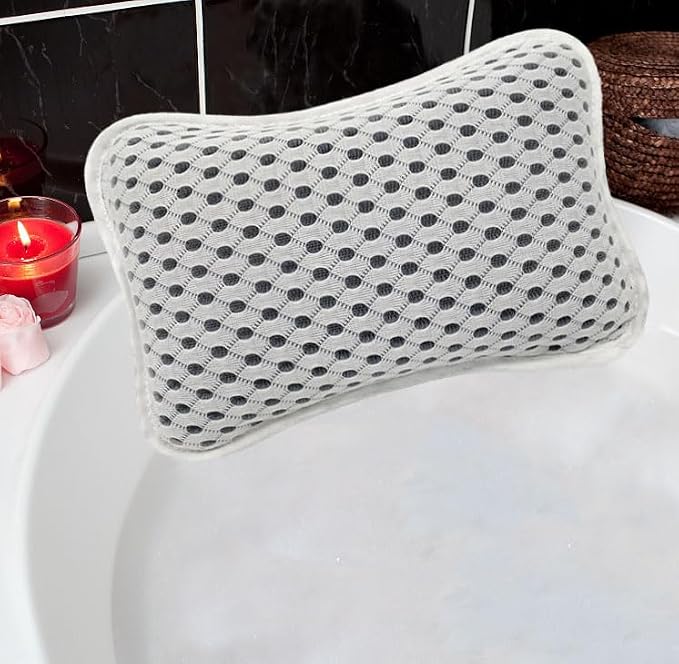 Bath Pillows for tub,Home Spa Pillows for Bathtub, Hot Tub,Head and Neck Support with 2 Strong Suction Cups,Grey