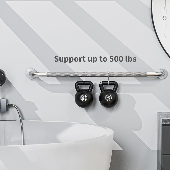 36 Inch Brushed Nickel Grab Bars for Shower with Anti-Slip Knurled Grip,YuanDe Stainless Steel Bathroom Grab Bars, Shower Handrail Support, Handicap Elderly Balance Assist Handles