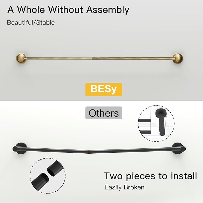 BESy Adjustable Antique Brass 16.5 to 28.7 Inch Bath Towel Bar Rack for Bathroom Towel Holder Wall Mounted Towel Bar Rod Hanger Bathroom Hardware Accessories Hotel Style Stainless Steel Antique Brass