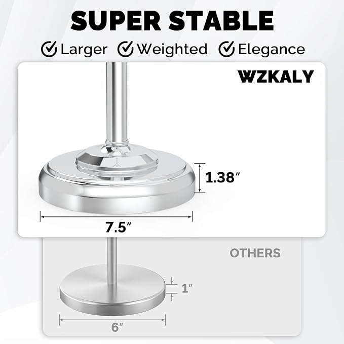 Toilet Paper Holder Stand Stainless Steel & Weighted Base Chrome | Polish Finish Post Pivoting Design Easy to Change Roll, Mega Roll Freestanding Toilet Paper Holder for Bathroom Waterproof