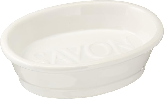 Abbott Collection Oval Savon Soap Dish | Ceramic, White, Dishwasher Safe, 5"L
