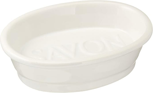 Abbott Collection Oval Savon Soap Dish | Ceramic, White, Dishwasher Safe, 5"L