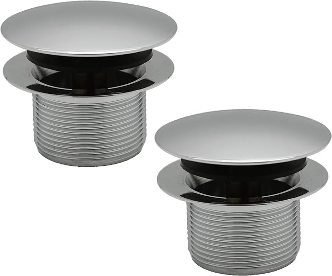 Westbrass D398R-2-05 1-1/2" NPSM Coarse Thread Mushroom Tip-Toe Bathtub Drain Stopper, Polished Nickel (2-Pack)