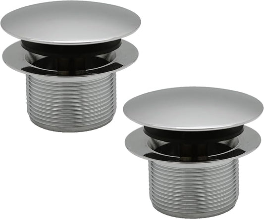 Westbrass D398R-2-05 1-1/2" NPSM Coarse Thread Mushroom Tip-Toe Bathtub Drain Stopper, Polished Nickel (2-Pack)