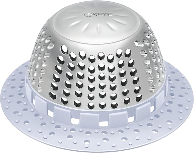 LEKEYE Shower Drain Hair Catcher/Bathtub Drain Cover/Drain Protector for Pop-Up & Regular Drains(Light Blue)