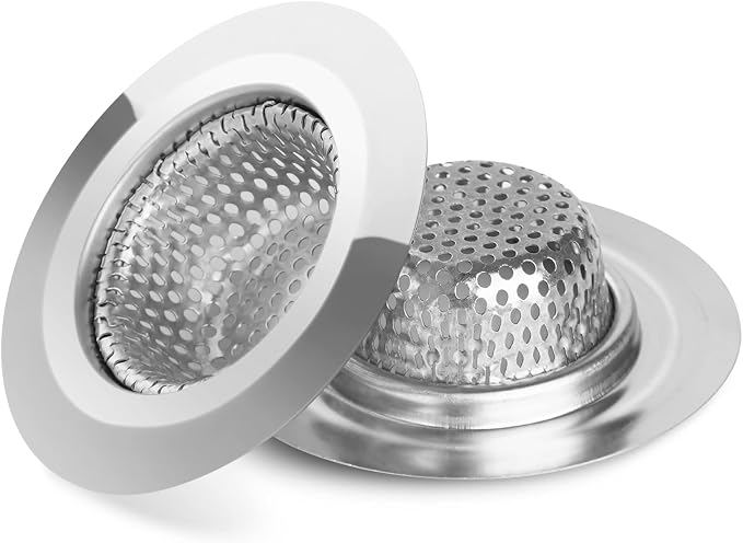 Ohtomber 2PCS 2.79" Stainless Steel Bathtub Drain Strainer Hair Catcher | Fine Mesh Filter Basket, Efficient Hair Trapping, Rust Resistant, For Bathroom Sink Shower Tub Wash Basin, Rustproof
