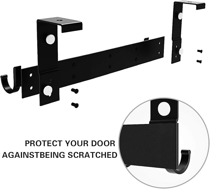 Over The Door Hook Organizer Rack, Metal Coat Hanger Door 5 Hooks Hanger Black