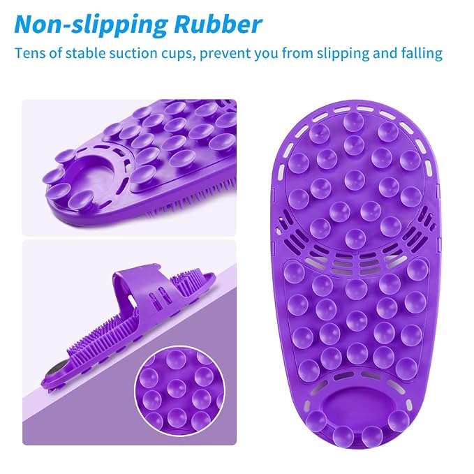 Silicone Shower Foot Scrubber Personal Foot Massage and Cleaning with Soft Silicone Bristles and Non-Slip Suction Cups, Foot Scrubbers for Use in Shower Men and Women (1PCS Violet)