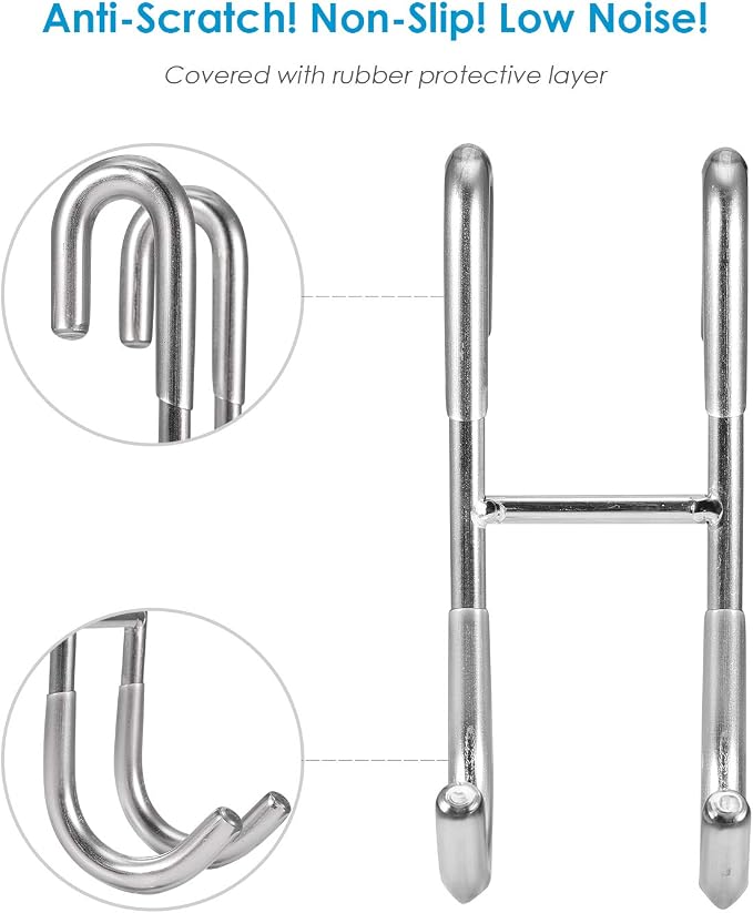 Simtive Shower Door Hooks (3-Pack), Towel Hooks for Bathroom Frameless Glass Door, Shower Squeegee Hooks, Silver
