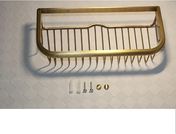 Brass Bathroom Square Shower Caddy Bathroom Shower Storage Rack Shelf Organiser Basket Wall Mount, Bronze