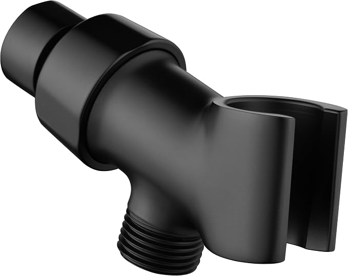 BRIGHT SHOWERS All Metal Handheld Shower Head Holder, Adjustable Shower Arm Mount with 360 Degree Rotatable Brass Ball Joint and Hose Connector, Universal Wall Hook Bracket, Matte Black