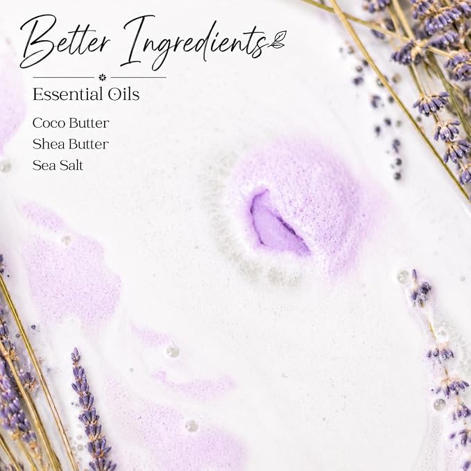 EvolutionUSA Lavender Dreams Bath Bombs for Women, 12 Organic Flower Bath Bombs, Soft Lavender Bath Bombs, Womens Bath Bombs Gift, Lush Bath Bombs for Girls, Relaxing Bathbombs, Bath Balls