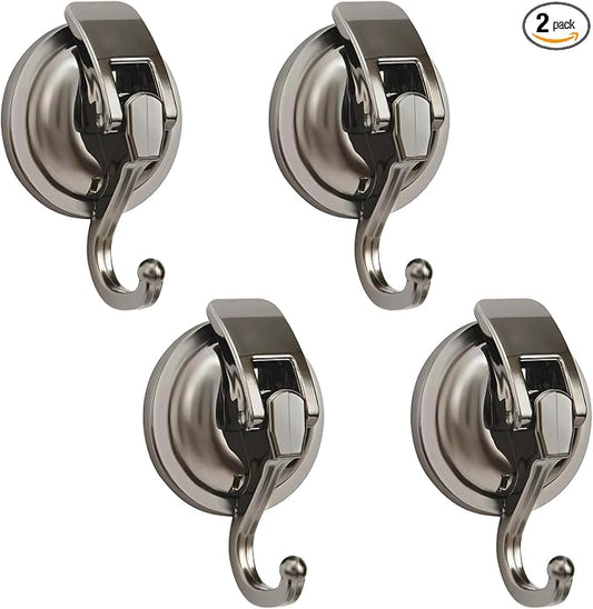 11 LBS Heavy Duty Suction Cup Hooks No Drill Wreath Hanger for Glass Door Bathroom Tile 4 Pack Gunmetal Grey