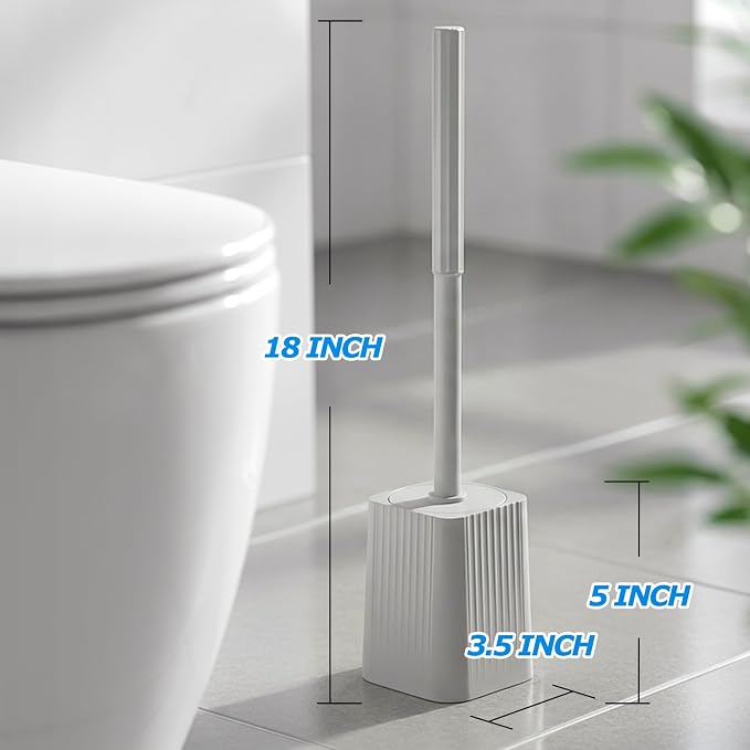 FORASTO 2Pack Toilet Bowl Brush and Holder Set - Restroom Cleaning Supplies | Ergonomic Handle, Bathroom Decor Accessories, Apartment Must Haves, Home Essentials, Cleaning Supplies, Light Gray