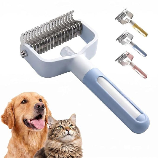 Pet Grooming Tool Deshedding Brush for Dogs and Cats,2026 Pet Hair Brush for Massaging and Cleaning Shedding,Dematting Comb Removes Tangles Knots Loose Fur Grooming Tool for Thick Coats (Blue)