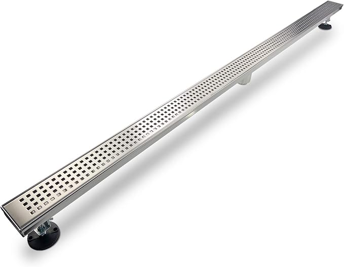 Linear Shower Drain, Shower Drain 72 inch with Removable Grate Cover, Professional AISI 304 Stainless Steel Shower Floor Drain, Shower Drain with Hair Catcher and Leveling Feet