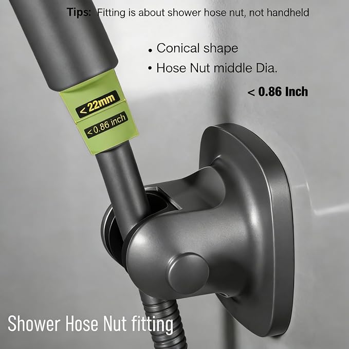 Wall Mount Handheld Shower Head Holder - 5 Angles Adjustable - Concealed Adhesive Mount - Screw Alternative - Bathroom Shower hose Holder (Gun Metal)