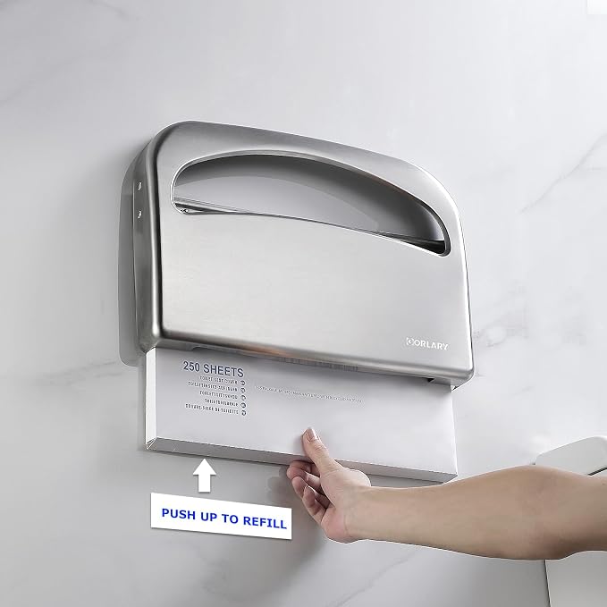 Toilet Seat Cover Dispenser Wall Mount Commercial, Half Fold Toilet Seat Cover Dispenser, 304 Stainless Steel, 16-Inch