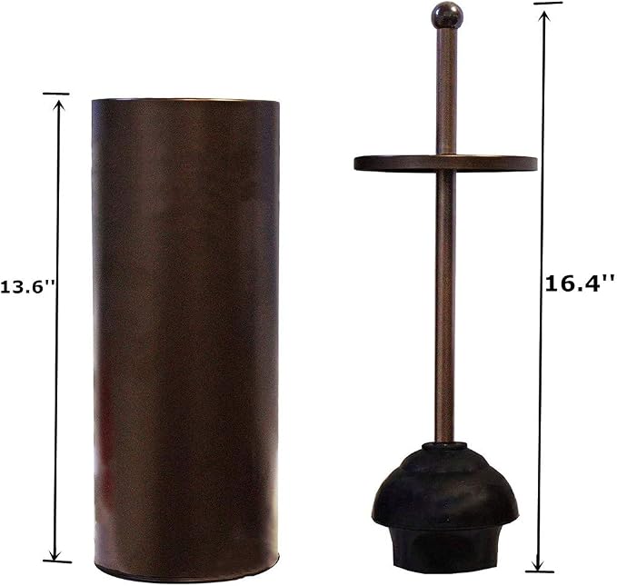 Bronze Toilet Plunger with Holder for Bathroom Metal Canister Holder Drip Cup, Heavy Duty, Deep Cleaning,Quick Dry Bronze