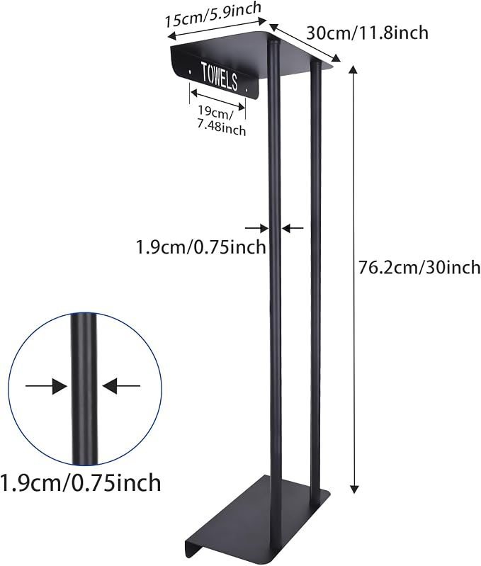 Bathroom Towel Storage Rack,30 Inch Towel Racks for Bathroom Wall Mounted with Shelf Can Holds 8 Large Towels, Metal Wall Towel Rack for Rolled Towels,Folded Towels (Black)