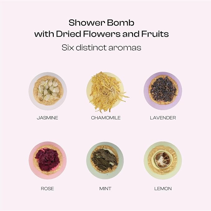 Bath Bombs Gift Set for Women, 6 Large with Real Flowers & Essential Oils | Home spa relaxation, aromatherapy self-care, moisturizing bath soak, birthday presents for mom, wife, girlfriend