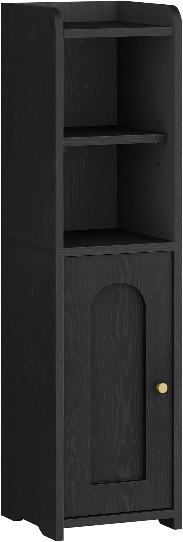 Hzuaneri Bathroom Storage Cabinet, Corner Floor Cabinet with Doors and Adjustable Shelf, Narrow Toilet Paper Cabinets, Bathroom Organizer for Small Spaces, Black, BC19704X