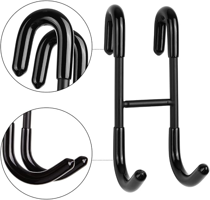 NINETREX Shower Door Hooks,Over Glass Door Hooks for Bathrooms Frameless Glass,Heavy Duty SUS 304 Stainless Steel Hook for Towels,Squeegee,Loofah,Shaver,Robe,4 Pack,Black