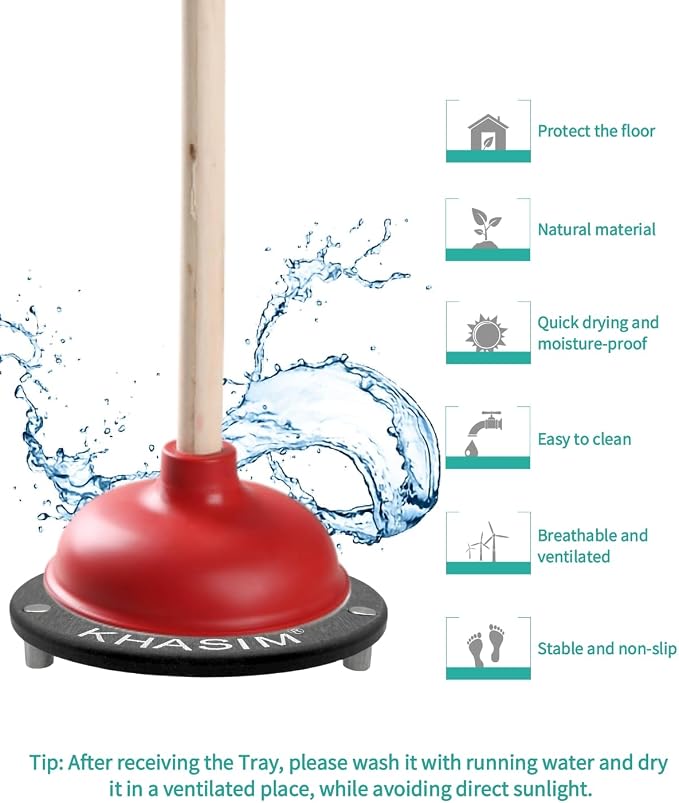 Plunger Mat,Plunger Tray - Stone Drying Mat for Toilet Plunger,Strong Water Absorption,Plunger Holder Drip Tray for Bathroom,Diameter 7-inch(1 Pcs,Gray)