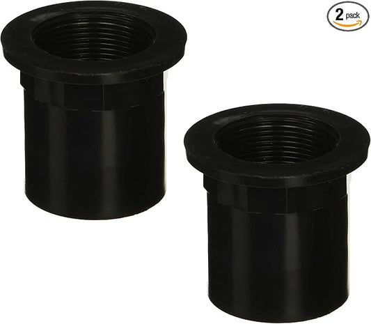 Westbrass 442A-2 1-1/2" NPMS Thread x 2-1/2" Straight Tub Drain Adapter with Slip Inlet, Sch 40 ABS Black (2-Pack)